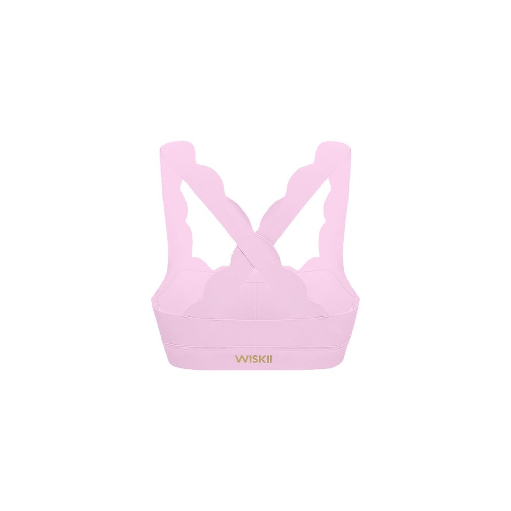 Wiskii Pink Sports Bra Scalloped Edge Crisscross Back Activewear Small - Picture 5 of 8